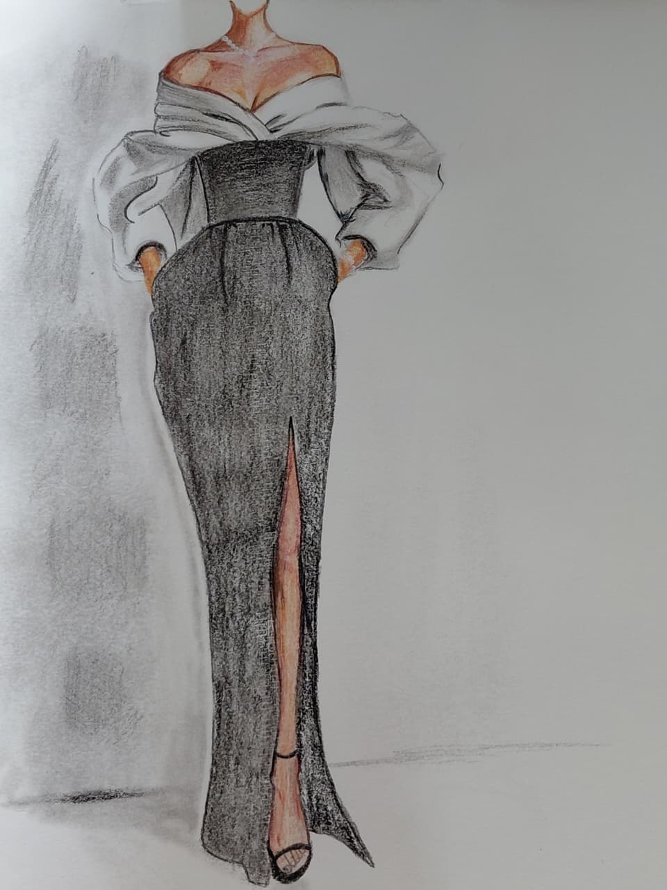 Off-shoulder gown